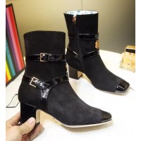 Gucci Leather Double Ankle 55mm Heel Boot ‎524658 Black 2018