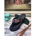 GUCCI CALFSKIN GREEN AND RED WEB BEE EMBROIDERY COPPER BUCKLE TRIM SLIPPER (AD-731107)