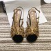 Gucci Heel 8.5cm Cut-out Bow with Crystals Sandals Velvet Black/Gold 2019