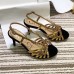 Gucci Heel 8.5cm Cut-out Bow with Crystals Sandals Velvet Black/Gold 2019