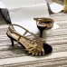 Gucci Heel 8.5cm Cut-out Bow with Crystals Sandals Velvet Black/Gold 2019