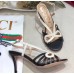 Gucci Heel 8.5cm Cut-out Bow Leather Sandals Black/White 2019