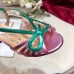 Gucci Heel 8.5cm Cut-out Bow Leather Sandals Pink/Green 2019