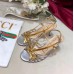 Gucci Heel 8.5cm Cut-out Bow Leather Sandals Silver/Gold 2019
