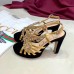 Gucci Heel 10.5cm Platform 2.5cm Cut-out Bow with Crystals Sandals 549638 Velvet Black/Gold 2019