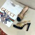 Gucci Heel 10.5cm Platform 2.5cm Cut-out Bow with Crystals Sandals 549638 Velvet Black/Gold 2019
