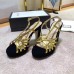 Gucci Heel 10.5cm Platform 2.5cm Cut-out Bow Leather Sandals 549646 Velvet Black/Gold 2019