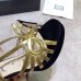 Gucci Heel 10.5cm Platform 2.5cm Cut-out Bow Leather Sandals 549646 Velvet Black/Gold 2019