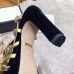 Gucci Heel 10.5cm Platform 2.5cm Cut-out Bow Leather Sandals 549646 Velvet Black/Gold 2019