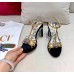 Gucci Heel 10.5cm Platform 2.5cm Feline Head Sandals Velvet Black/Gold 2019