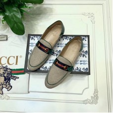 Gucci Web with Horsebit Canvas Loafer Beige/Green 2019