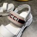 Gucci Heel 6cm Logo Stripe Strap Sandals White 2018