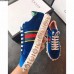 Gucci Ace Leather Studded And Pearl Velvet Sneakers Blue 2017