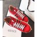 Gucci Ace Leather Studded And Pearl Velvet Sneakers Red 2017