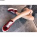 Gucci Ace Leather Studded And Pearl Velvet Sneakers Red 2017