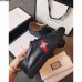 Gucci Ace Leather Low-Top Lovers Sneakers Blue/Red Web Embroidered Bee Black 2018