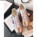 Gucci Ace Leather Low-Top Lovers Sneakers Blue/Red Web Silver 2018