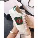 Gucci Ace Leather Low-Top Lovers Sneakers Mouth Beading Creamy 2018