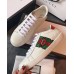 Gucci Ace Leather Low-Top Lovers Sneakers Mouth Beading Creamy 2018