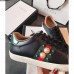 Gucci Ace Leather Low-Top Lovers Sneakers Web Pearl Studs Black 2018