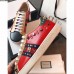 Gucci Ace Leather Low-Top Lovers Sneakers Web Studs And Metal Feline Red 2018