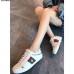 Gucci Ace Leather Low-Top Lovers Sneakers Web Studs And Metal Feline White 2018