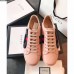 Gucci Ace Leather Low-Top Lovers Sneakers Web Crystal Embroidered Safety Pin Pink 2018