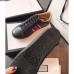 Gucci Ace Leather Low-Top Lovers Sneakers Web Flames Black 2018