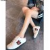 Gucci Ace Leather Low-Top Lovers Sneakers ,Web Embroidered Crystal Lightning Bolt Creamy 2018