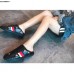 Gucci Ace Leather Low-Top Lovers Sneakers Web Embroidered Bees and Stars Black 2018
