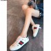 Gucci Ace Leather Low-Top Lovers Sneakers Green/Red Web Embroidered Bee Creamy 2018