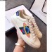 Gucci Ace Leather Low-Top Lovers Sneakers Comet Embroidered Creamy 2018