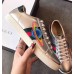 Gucci Ace Leather Low-Top Lovers Sneakers Comet Embroidered Sliver 2018