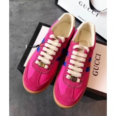 Gucci Leather and Suede Web Sneaker 525289 Pink 2018