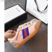 Gucci Leather and Suede Web Sneaker 525289 Pink/Grey 2018