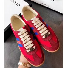 Gucci Leather and Suede Web Sneaker 525289 Red 2018