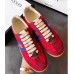 Gucci Leather and Suede Web Sneaker 525289 Red 2018