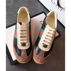 Gucci Leather and Suede Web Sneaker 525289 Brown/Black 2018
