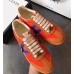 Gucci Leather and Suede Web Sneaker 525289 Orange 2018