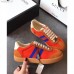Gucci Leather and Suede Web Sneaker 525289 Orange 2018