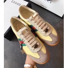 Gucci Leather and Suede Web Sneaker 525289 Yellow/Grey 2018