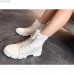 Gucci Flat Lace-Up Canvas Short Boots White 2018