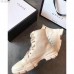 Gucci Flat Lace-Up Canvas Short Boots White 2018