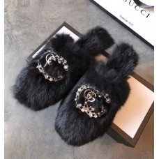 Gucci Flat Slippers with GG Buckle Black 2018