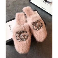 Gucci Flat Slippers with GG Buckle Pink 2018