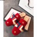 Gucci Velvet Embroidered Slipper With Sylvie Bow 496561 Red 2018