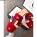 Gucci Velvet Embroidered Slipper With Sylvie Bow 496561 Red 2018