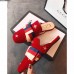 Gucci Velvet Embroidered Slipper With Sylvie Bow 496561 Red 2018