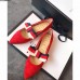 Gucci Velvet Ballet Flat With Sylvie Bow 474469 Red 2017