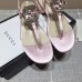 Gucci Crystal GG Glass Pearl On Heel Thong Sandals Pink 2017